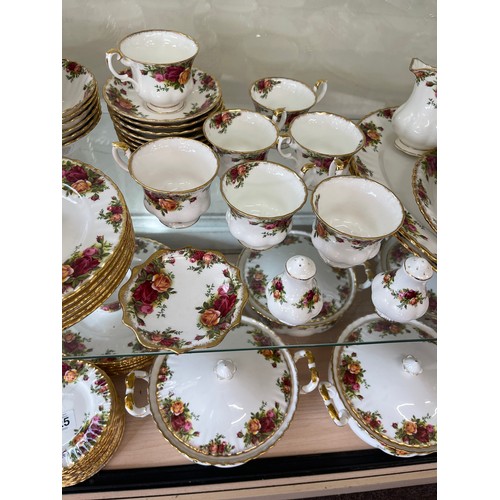 425 - Part Royal Albert Old Country rose dinner/ tea service includes Coffee pot, tureens, cups, saucers, ... 