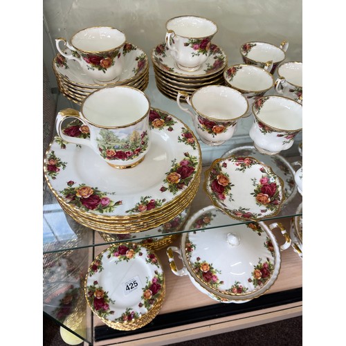 425 - Part Royal Albert Old Country rose dinner/ tea service includes Coffee pot, tureens, cups, saucers, ... 