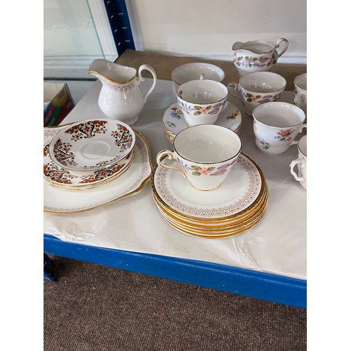 420 - Selection of part tea services includes Aynsley, colclough, Royal Albert etc