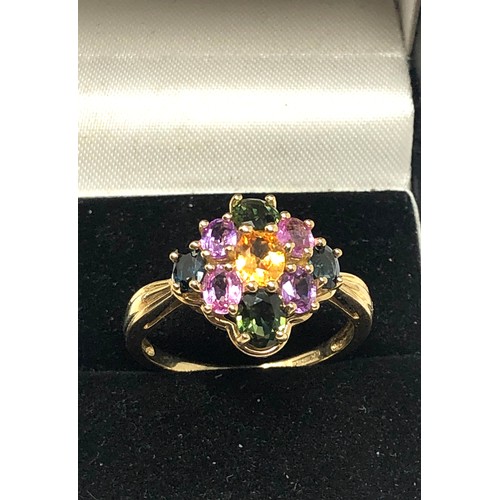 120 - Fine mixed gemstone ring amethyst citrine sapphire & peridot weight 3.5g