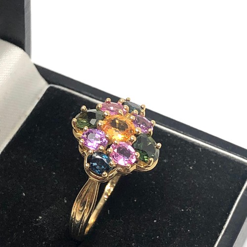 120 - Fine mixed gemstone ring amethyst citrine sapphire & peridot weight 3.5g