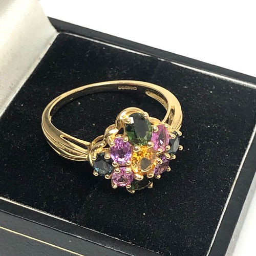 120 - Fine mixed gemstone ring amethyst citrine sapphire & peridot weight 3.5g