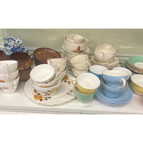 354 - Large selection of part tea services includes Alfred Meaking, colclough etc