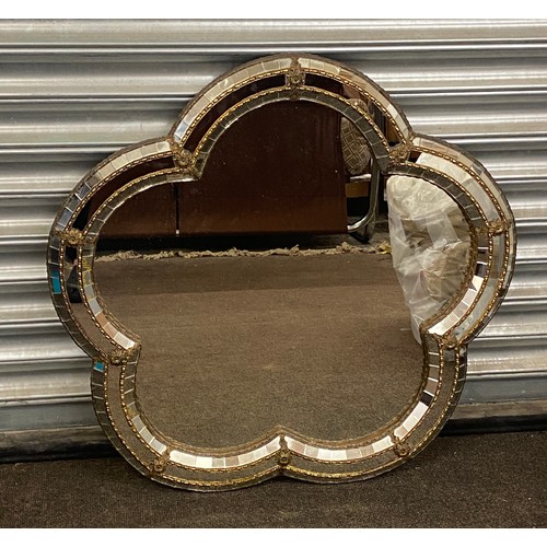 73 - 5 leaf clover mirror with mosaic surround measures approx 27 inches tall by 27 inches wide