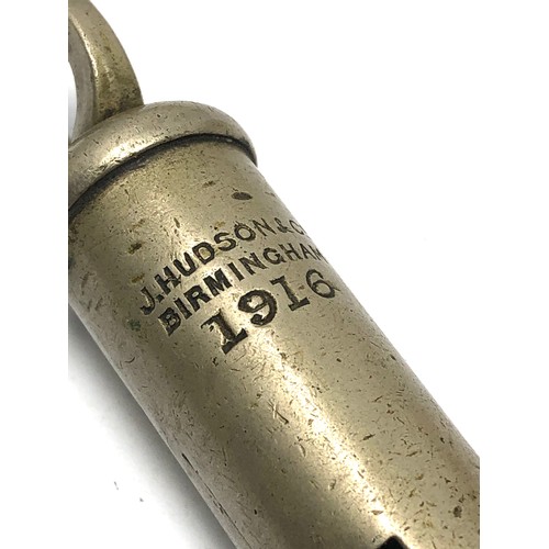 69 - WW1 1916 Dated British Army Whistle J. Hudson & Co