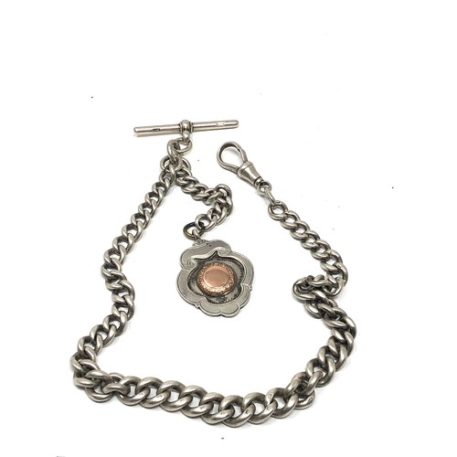 7 - Antique silver albert chain & fob hallmarked on every link weight 66g