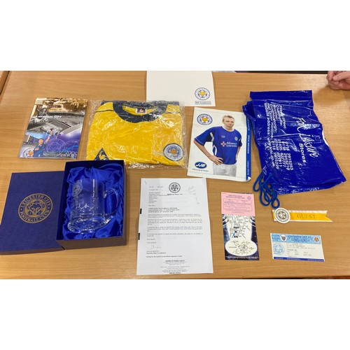 79 - Leicester City bag with practice shirt boxed glass etc 1999 Leicester and coventry