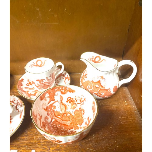 344 - Royal Worcester bone china coffee set, printed with dragons