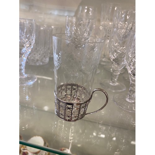 346 - Selection of vintage and later glassware includes a silver glass holder