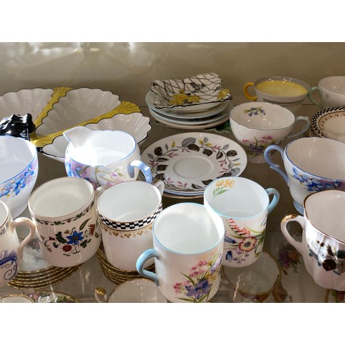 347 - Large selection of assorted Shelley china, some af includes Mostly coffee cups/ saucers and pin tray... 