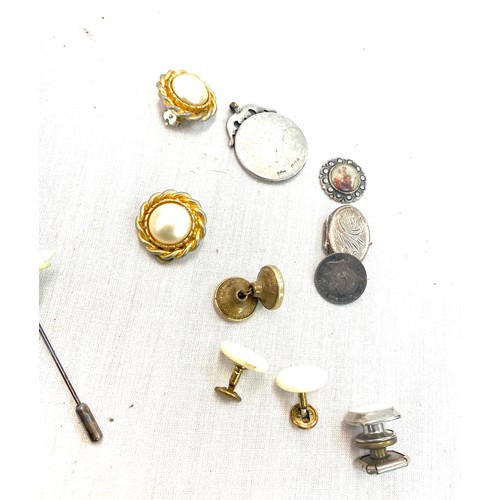 603 - Selection of costume jewellery includes silver fob, silver locket etc