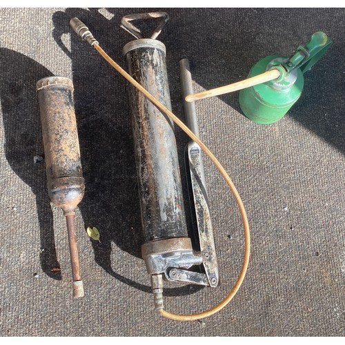 94 - 2 Grease guns and a wesco oil can