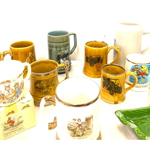 297 - Selection of assorted mugs includes Wade, Germany Tankard, Royal Doulton, Bunnykins etc