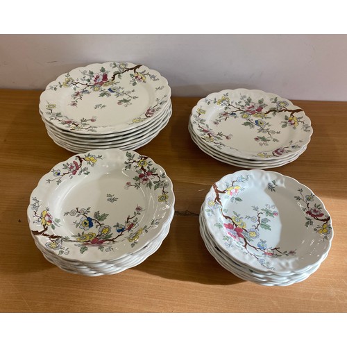 211 - Selection of vintage Booths pottery includes Chinese tree soup bowls, side plates, dinner plates etc