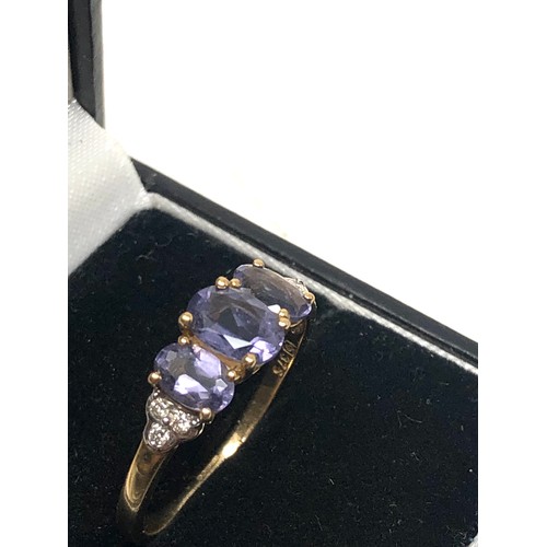 155 - 9ct gold amethyst & diamond  ring weight 2.5g