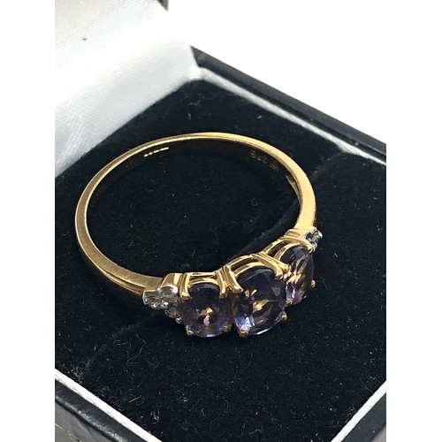 155 - 9ct gold amethyst & diamond  ring weight 2.5g