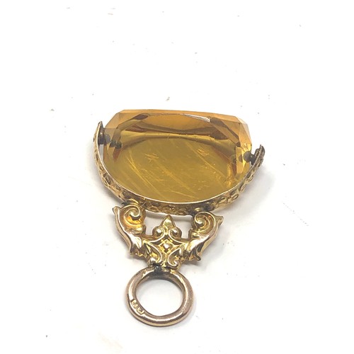 195 - 9ct gold yellow paste swivel fob with chester hallmark (9.1g)