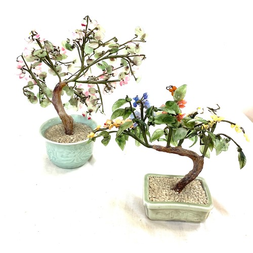 40 - Two Chinese vintage Jade trees