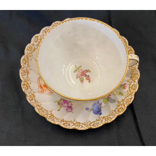 11 - Hand painted Dresden porcelain cup and saucer