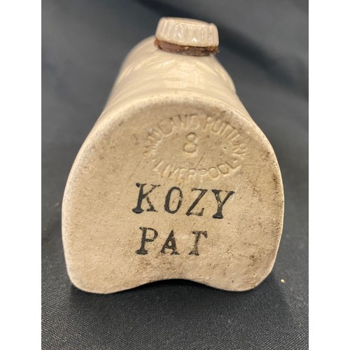 14 - 19th century miniature stoneware hot water bottle 'Kosy Pat' Muff warmer - Midland Pottery Liverpool