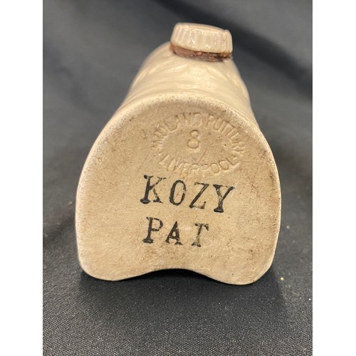 14 - 19th century miniature stoneware hot water bottle 'Kosy Pat' Muff warmer - Midland Pottery Liverpool