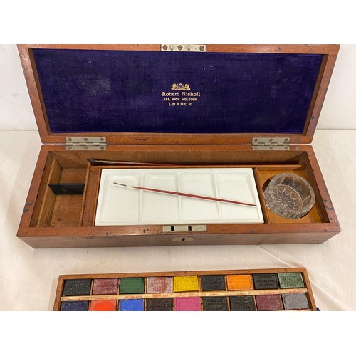 31 - Fine Victorian mahogany Reeves watercolour paint box retailed by Robert Nicholl 153 High Holborn, co... 