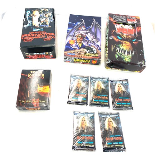 36 - Selection of trading cards to include Tomb Raider card game, Sealed Barbed wire Topps cards, Termina... 