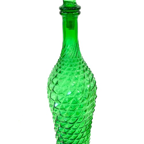 4 - Vintage green glass genie bottle, approximate height: 22.5 inches