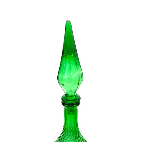 4 - Vintage green glass genie bottle, approximate height: 22.5 inches