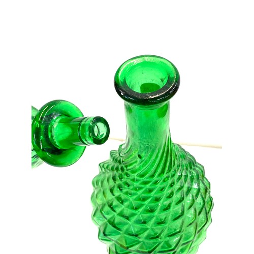 4 - Vintage green glass genie bottle, approximate height: 22.5 inches