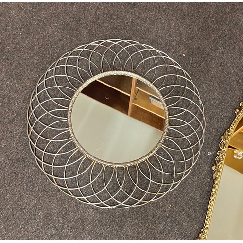 28 - 2 Brass framed mirrors, largest mirrors measures approximately 26 inches by 14 inches