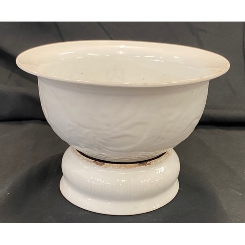 34 - Iridescent small white bowl with dragon detailing with stand, approximate measurements: Height 4 inc... 