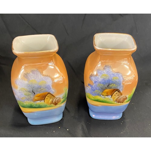 266 - Antique A G Harley Jones Wilton Ware Cobalt Blue Gold squat vase, selection of Noritake pieces large... 
