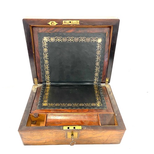 54 - Antique inlaid writing slope measures approx 11 inches wide 9 inches depth 4.5 inches tall