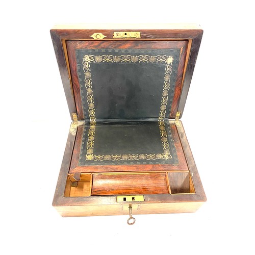 54 - Antique inlaid writing slope measures approx 11 inches wide 9 inches depth 4.5 inches tall