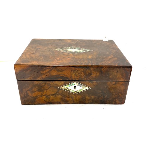 47 - Antique walnut inlaid jewellery box measures approx 5 inches tall 12 inches wide 9 inches depth