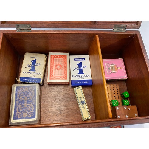 42 - Antique games chest with vintage games 5 inches tall 13 inches wide 8.5 inches depth