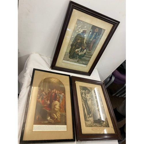 19 - Three Religious prints largest one measures approx 20 inches high by 15 inches wide