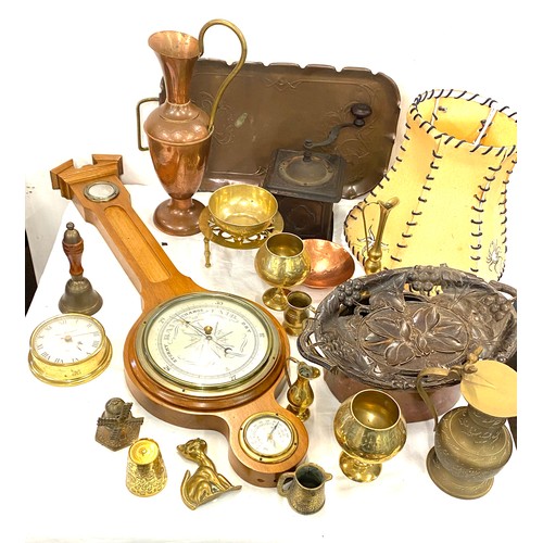 260 - Collection of brass and copper items to include jugs, trays, goblets etc