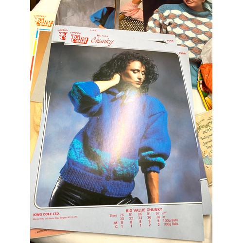 246 - Selection of sewing items to include portable sewing machines, pins, cotton etc and 1980's knitting ... 