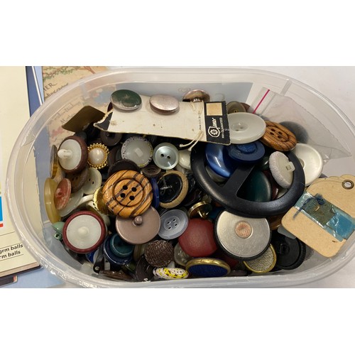 246 - Selection of sewing items to include portable sewing machines, pins, cotton etc and 1980's knitting ... 