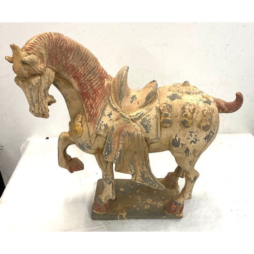 16 - Terracotta horse figurine measures approx 15 inches tall 16 inches wide