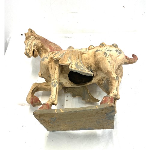 16 - Terracotta horse figurine measures approx 15 inches tall 16 inches wide