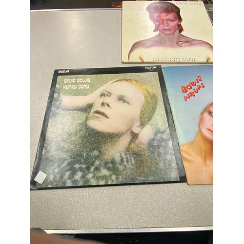 84 - Five David Bowie LPs Records to include Hunky Dory The Rise and Fall of Ziggy Stardust and the spide... 