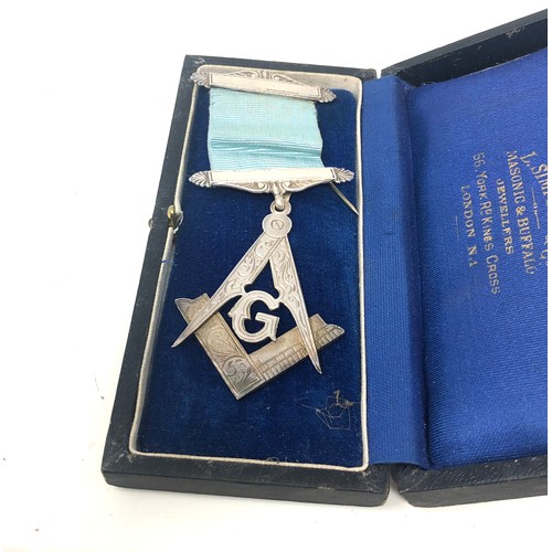 74 - 3 boxed silver masonic & r.a.o.b jewels