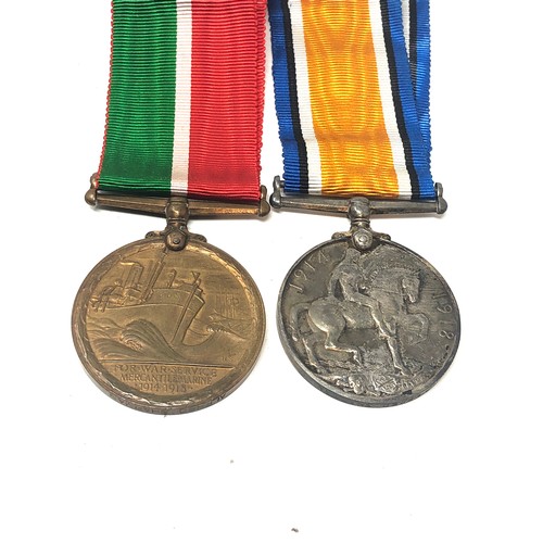 75 - ww1 mercantile marine medal pair & ribbons to alfred sharman