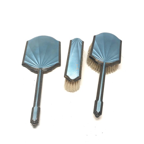 62 - Antique silver & enamel brush set