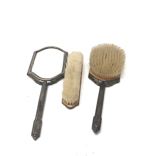 62 - Antique silver & enamel brush set