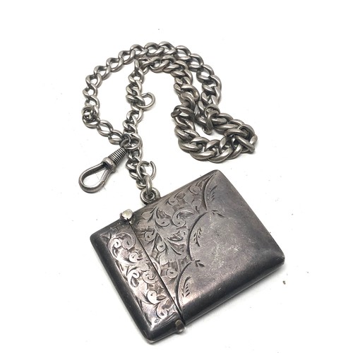 59 - Antique silver vesta case & silver chain