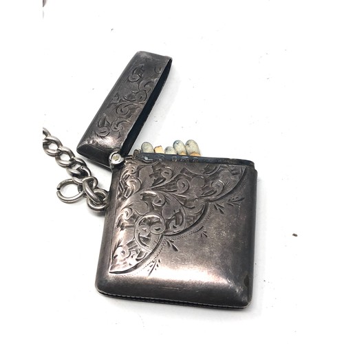 59 - Antique silver vesta case & silver chain